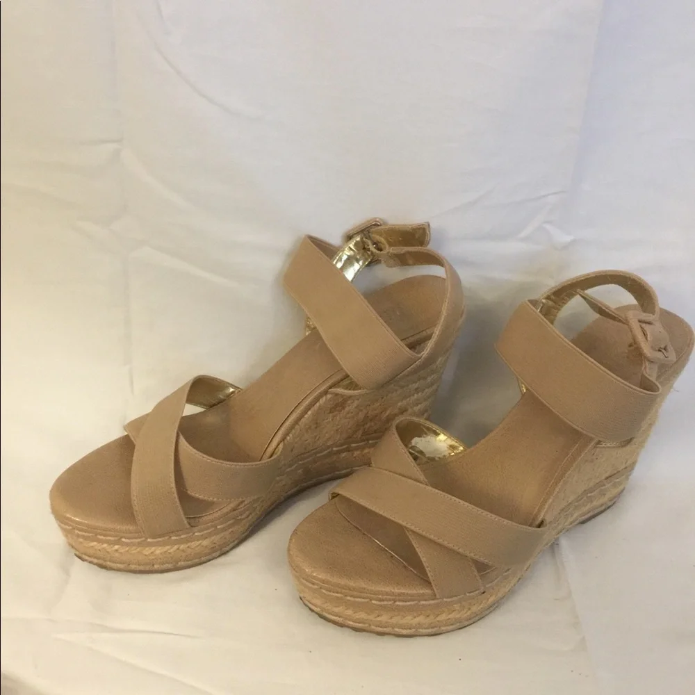 Espadrilles Tan Beige Wedge Sandals